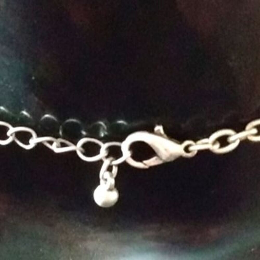 Silvertone Flowers Floral Necklace 19" adjustable Fashion Jewelry Studded Boho - Picture 3 of 6